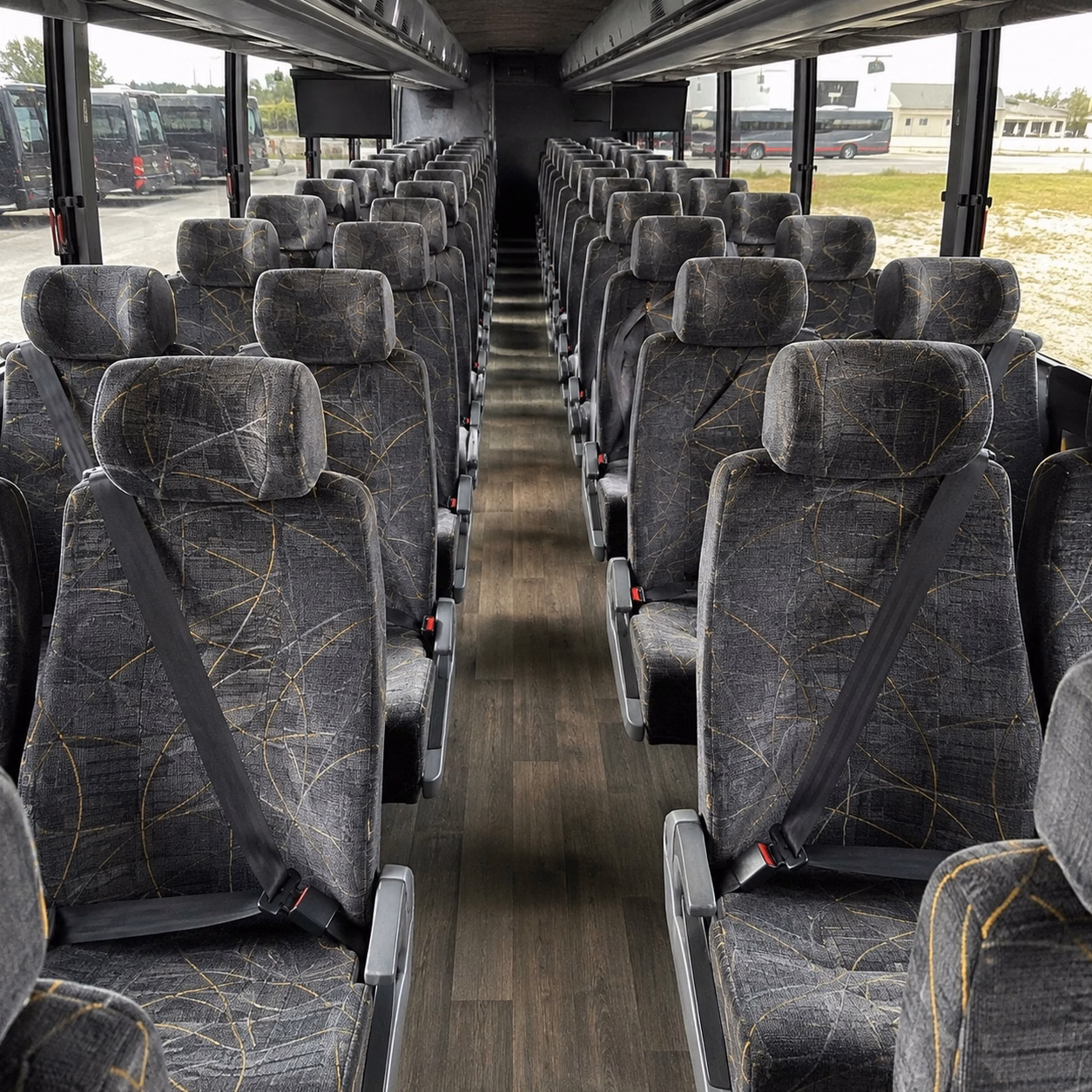 56 passenger charter bus inside